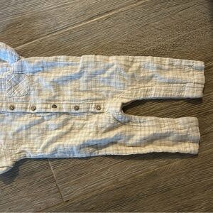 Quincy Mae Cream Checkered Overalls